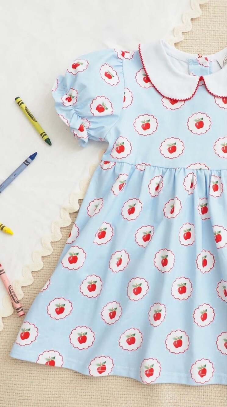 Cypress Row Girls Apple Print Collins Classic Dress